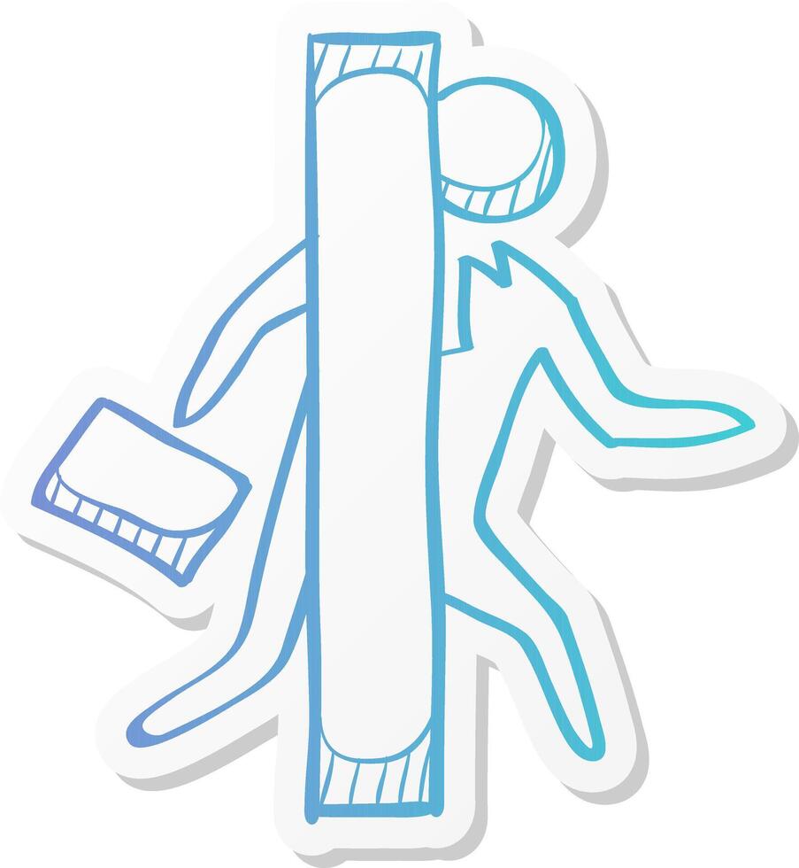 businessman challenge icon in sticker color style business metaphor man exit boundary out of the box vector