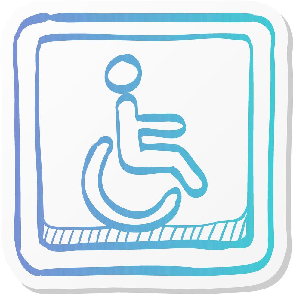 disabled access icon in sticker color style road building wheelchair care vector