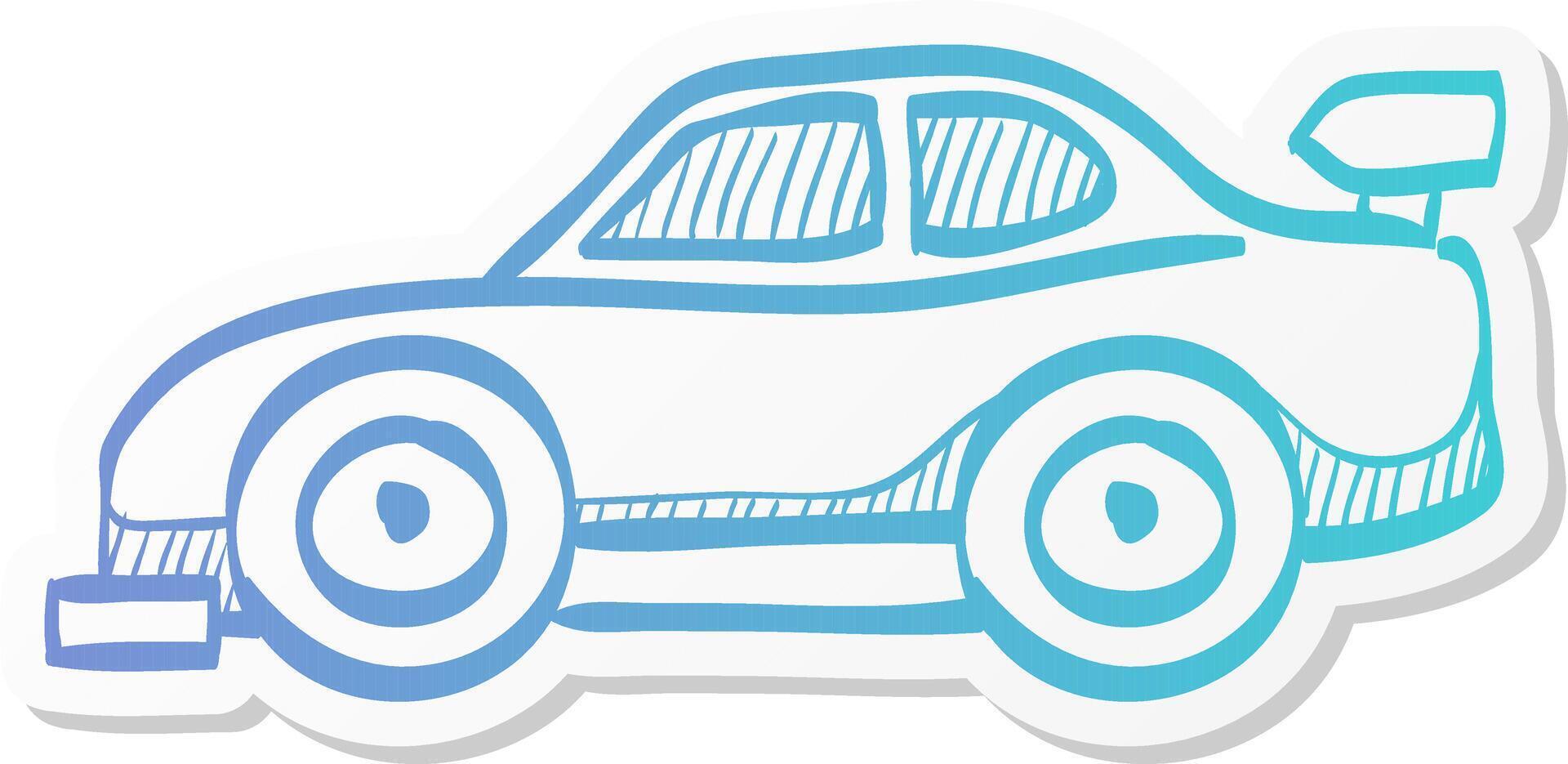 race car icon in sticker color style sport automotive rally speed fast transportation vector