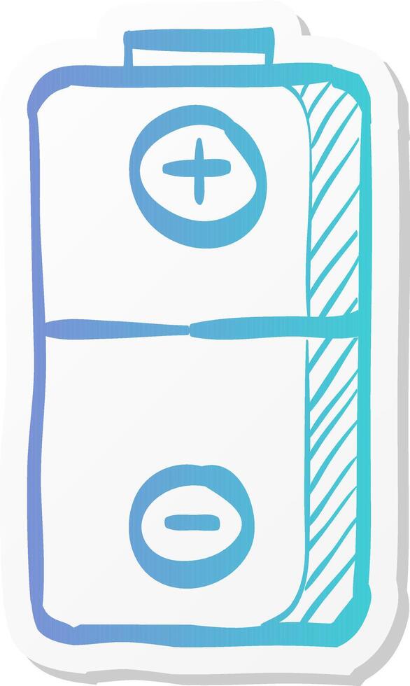 battery icon in sticker color style power source electricity symbol electronics vector