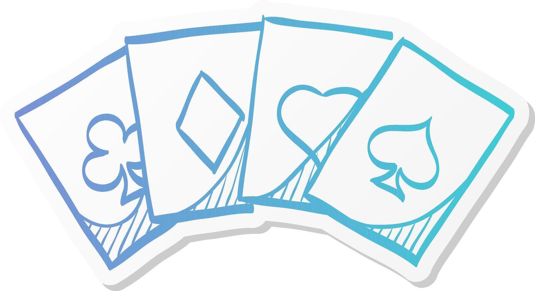 playing cards icon in sticker color style game gambling leisure set shape spade heart ace vector