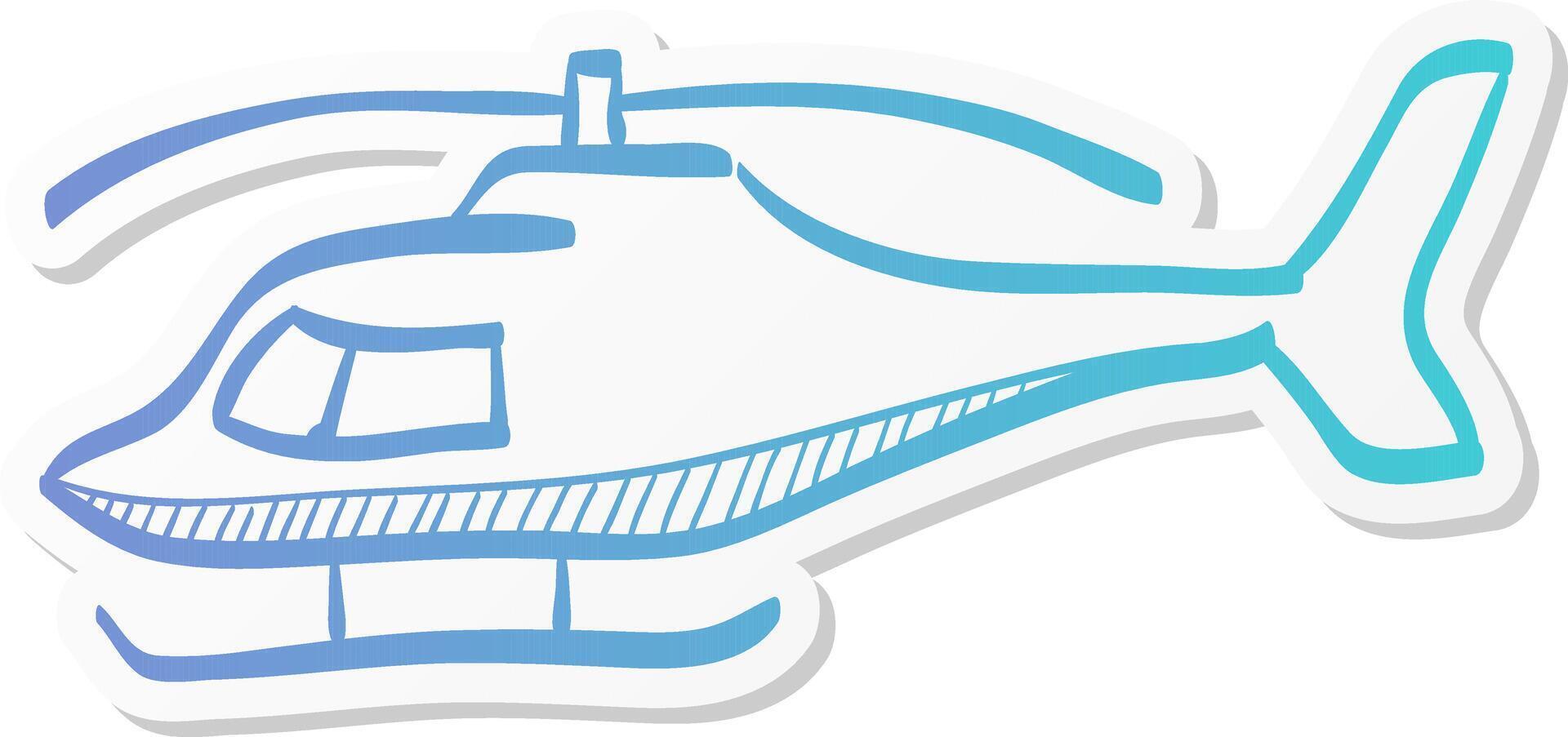 helicopter icon in sticker color style transportation air aviation propeller vector