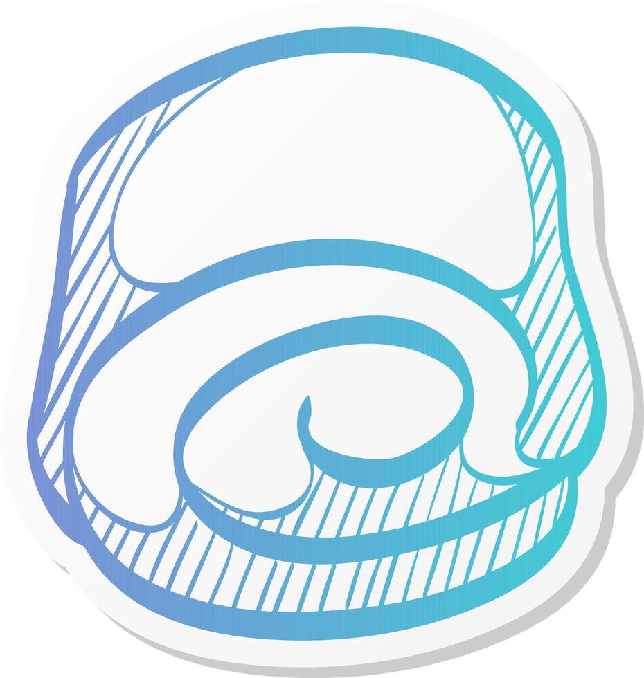 roll cake icon in sticker color style vector