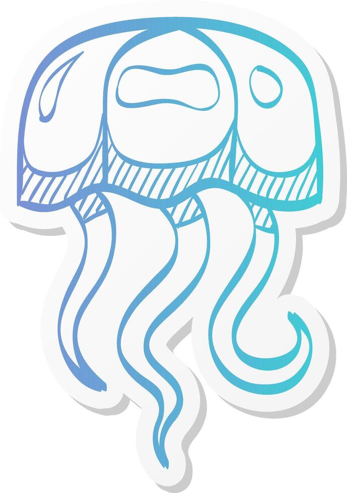 jellyfish icon in sticker color style ocean animal dweller sting tentacles vector