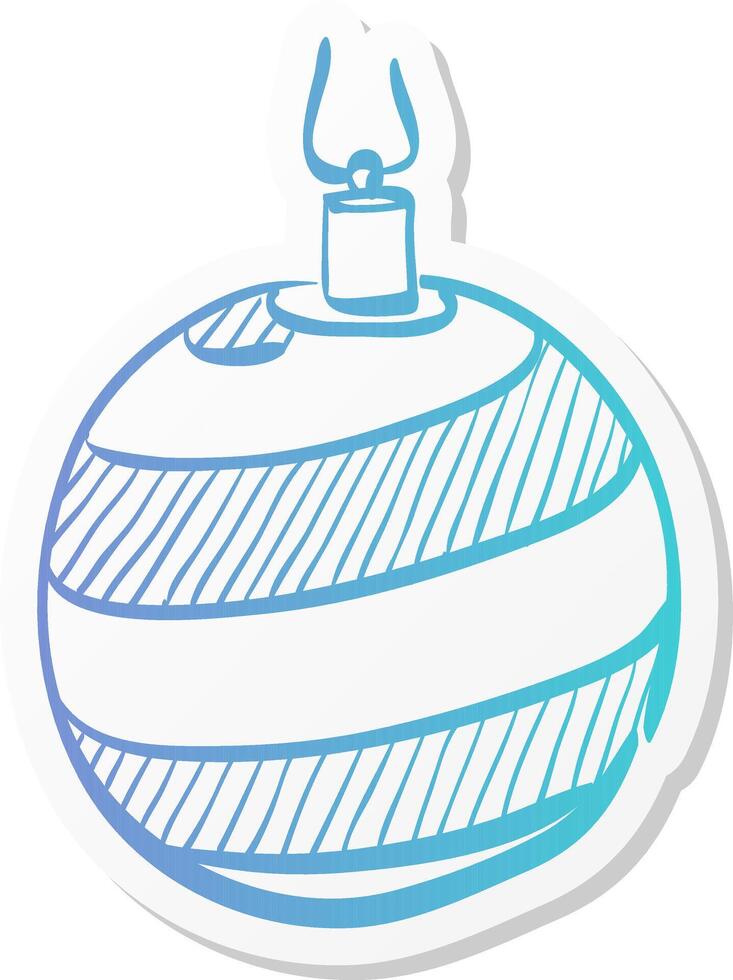 christmas ball icon in sticker color style season greeting december merry decoration vector