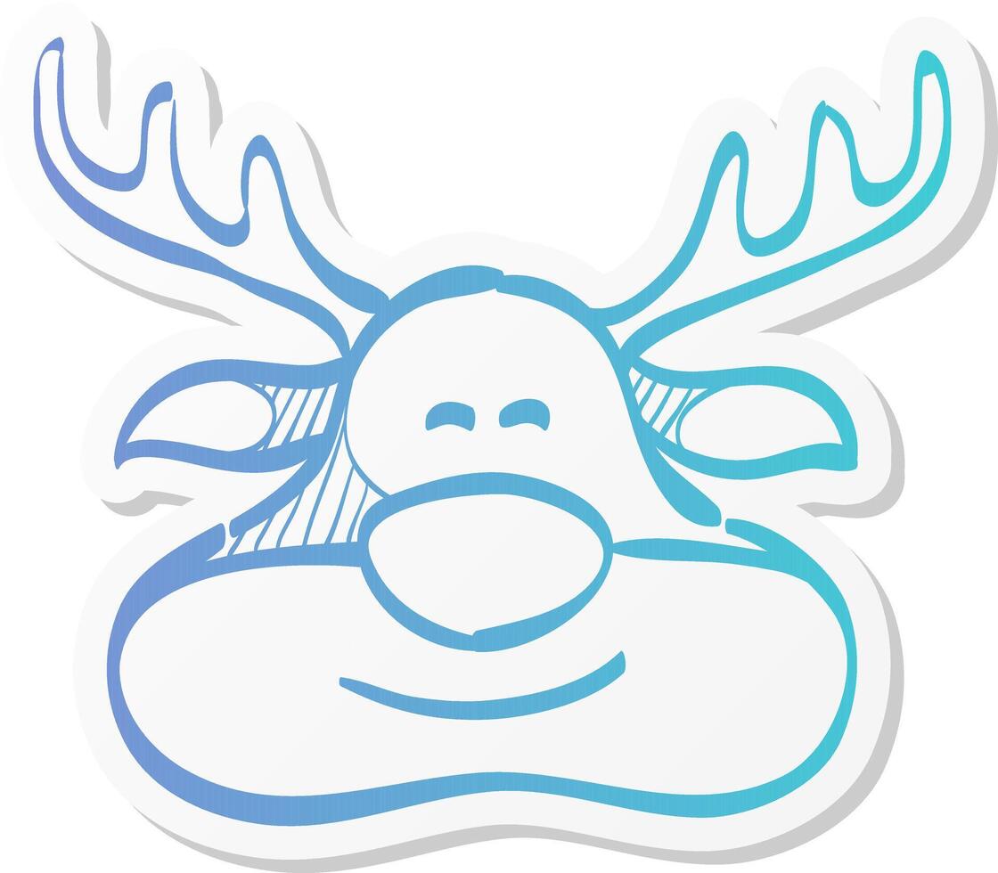 moose icon in sticker color style christmas animal santa ride vector