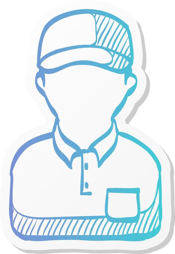 delivery man icon in sticker color style courier logistic mail packet package parcel sending receive vector