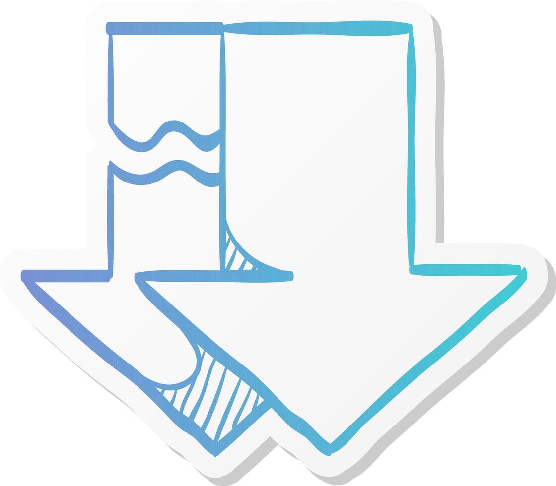 download arrow icon in sticker color style broken, resume, retrieve vector