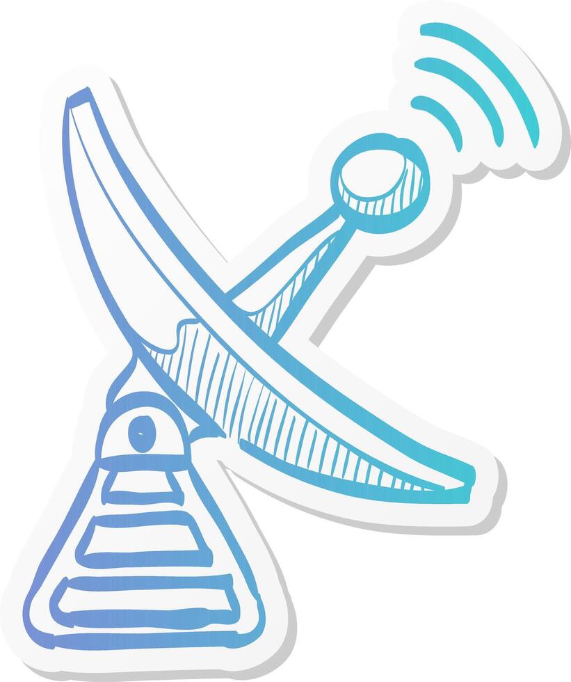 satellite receiver icon in sticker color style data information technology space vector