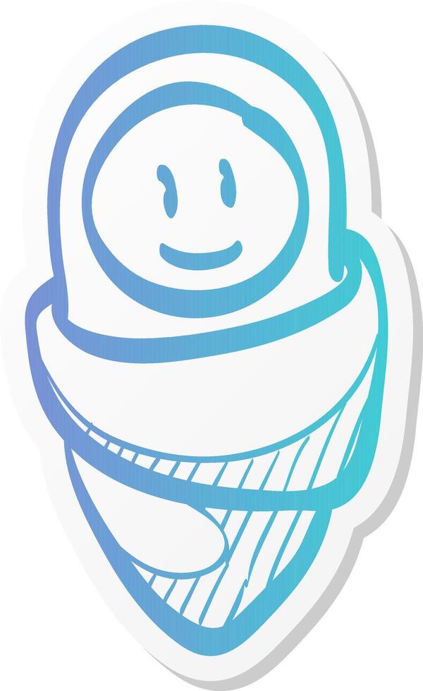 newborn baby icon in sticker color style toddler smile vector