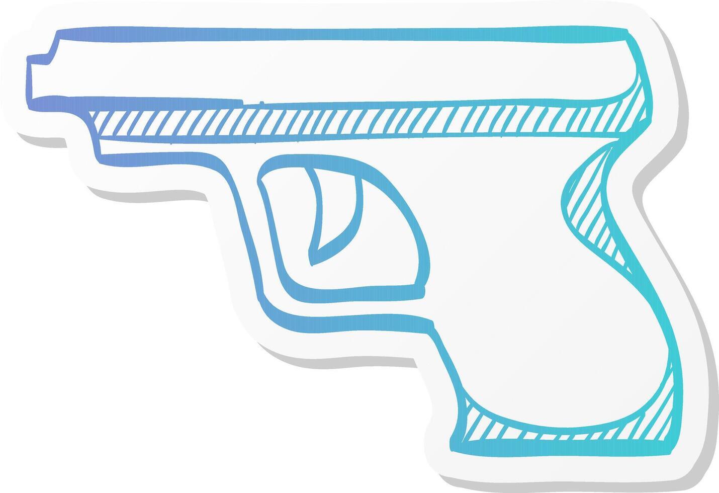 arm gun icon in sticker color style pistol automatic police justice vector