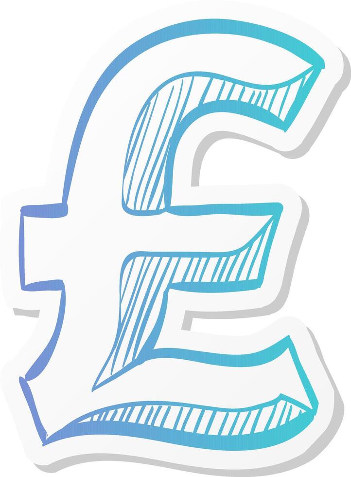 pound sterling symbol icon in sticker color style uk currency, british, europe vector