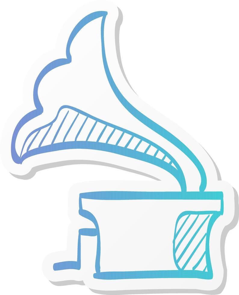 gramophone icon in sticker color style music instrument player listen nostalgia vector
