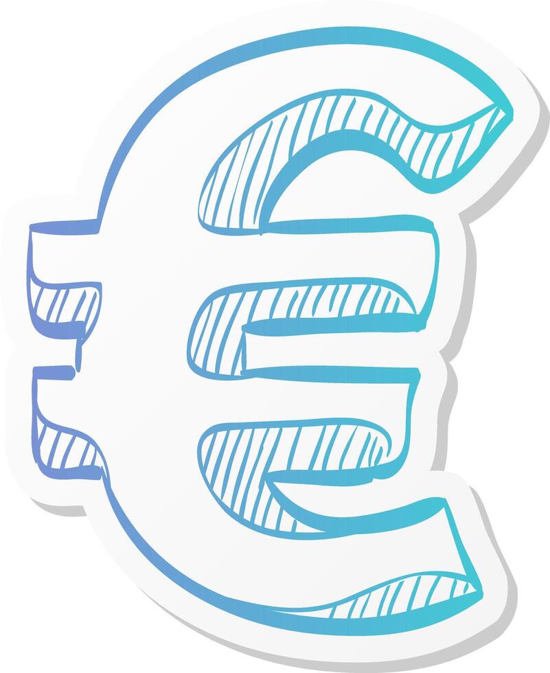 euro currency symbol icon in sticker color style money, market, trade, commodity, europe vector