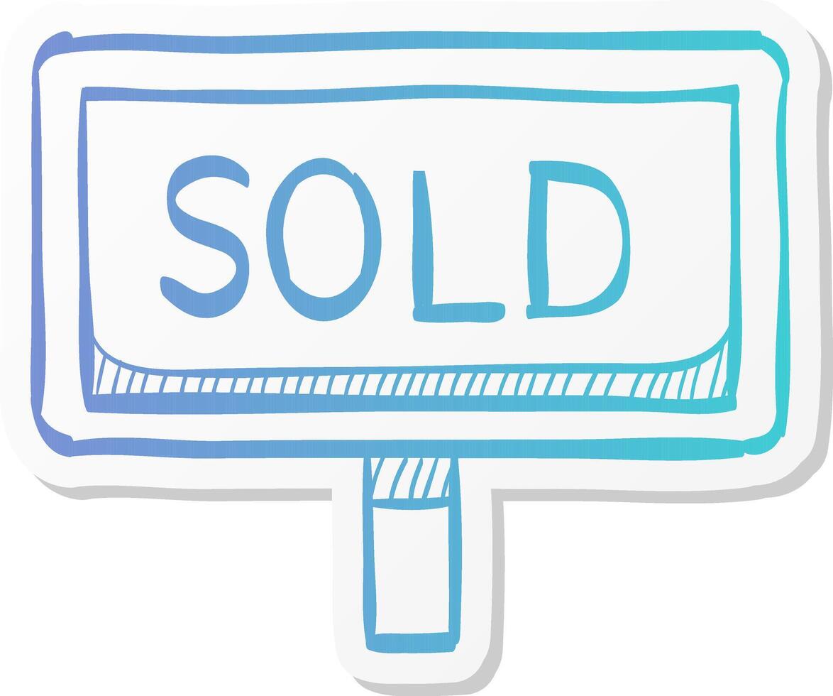 sold out sign icon in sticker color style property house home selling building mortgage vector
