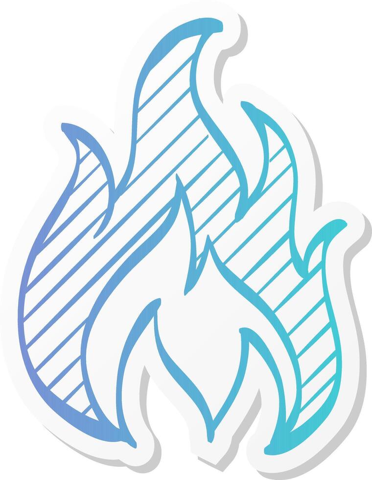 fire icon in sticker color style flame hot item business vector