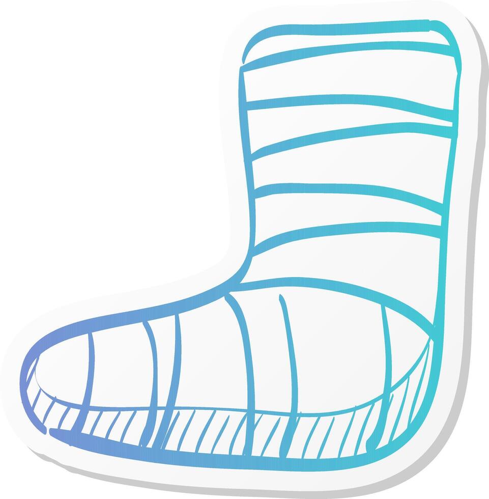 injured foot icon in sticker color style gypsum cast medical health broken leg vector