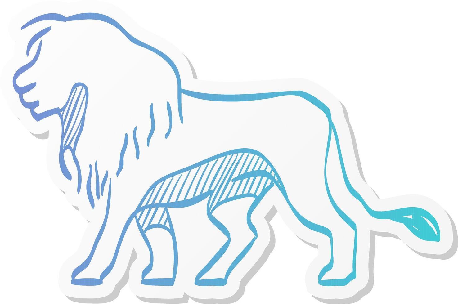 lion icon in sticker color style silhouette logo mammal carnivore jungle zoo safari vector