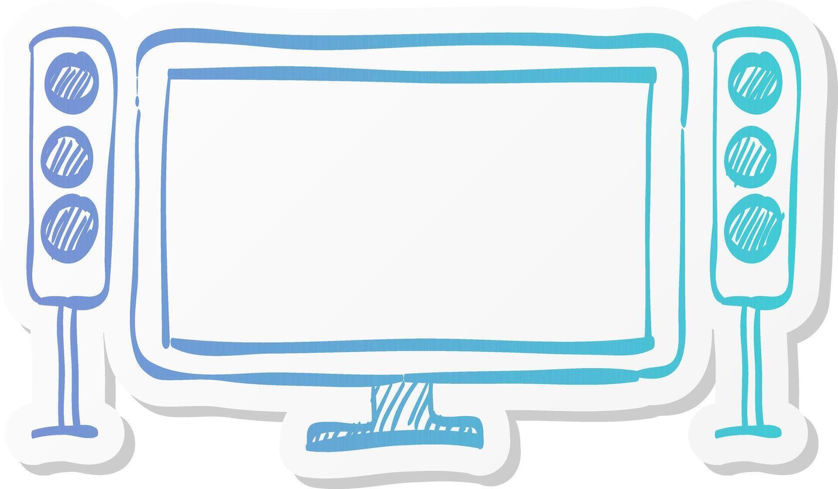 home theater icon in sticker color style entertainment movie family gathering watching vector