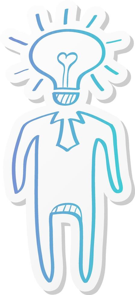 light bulb head icon in sticker color style businessman idea imagination solution inspiration vector