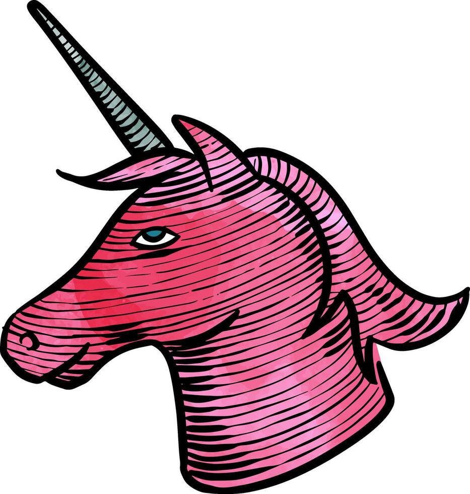 Hand drawn unicorn watercolor illustration vector