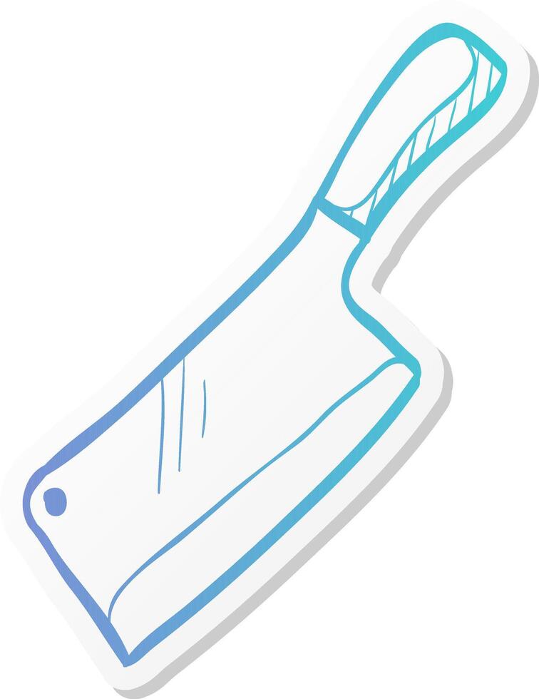butcher knife icon in sticker color style kitchen restaurant chef tool meat sharp vector