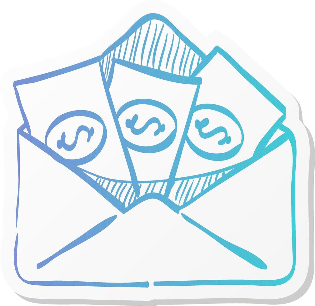 money envelope icon in sticker color style finance wealth banking vector