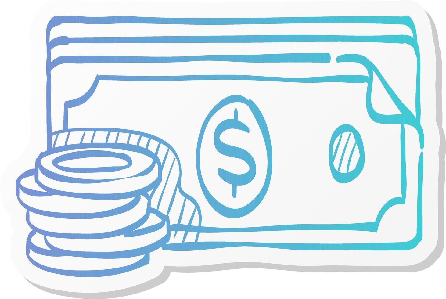 money icon in sticker color style finance wealth banking coins vector
