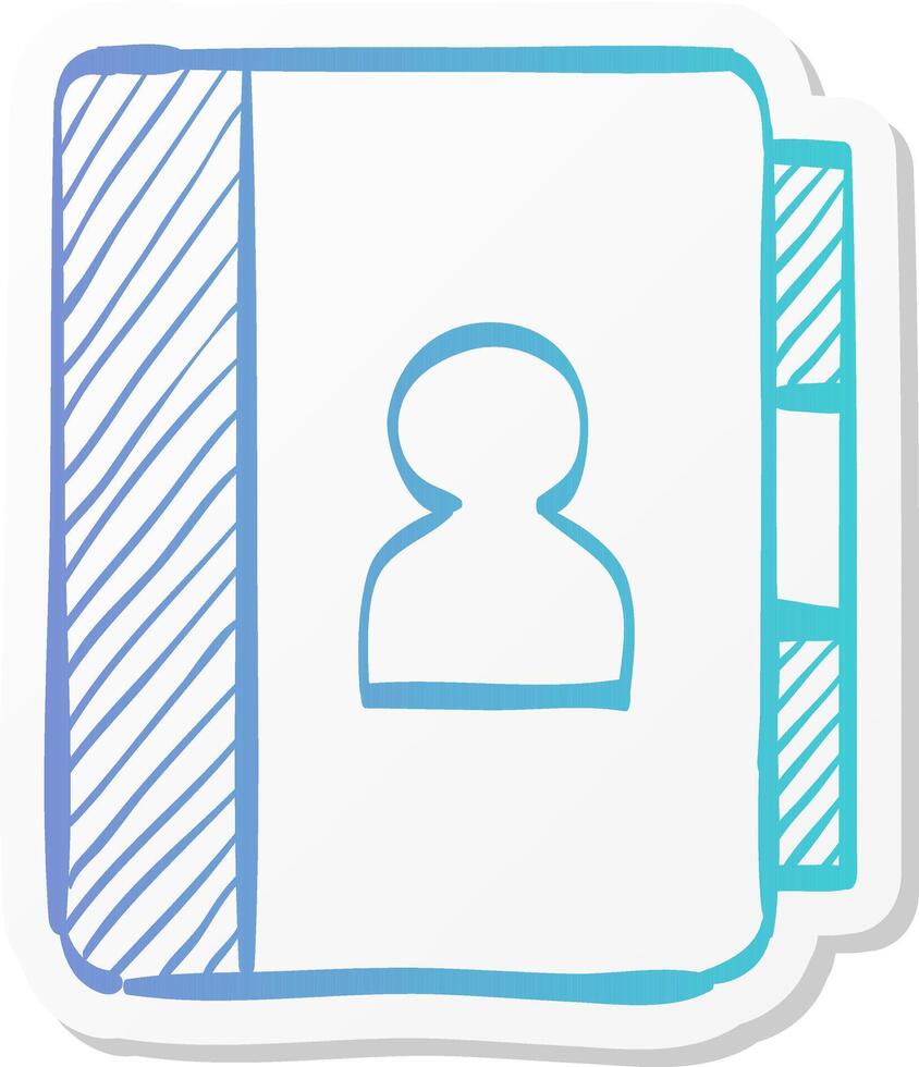 address book icon in sticker color style contact phone list vector