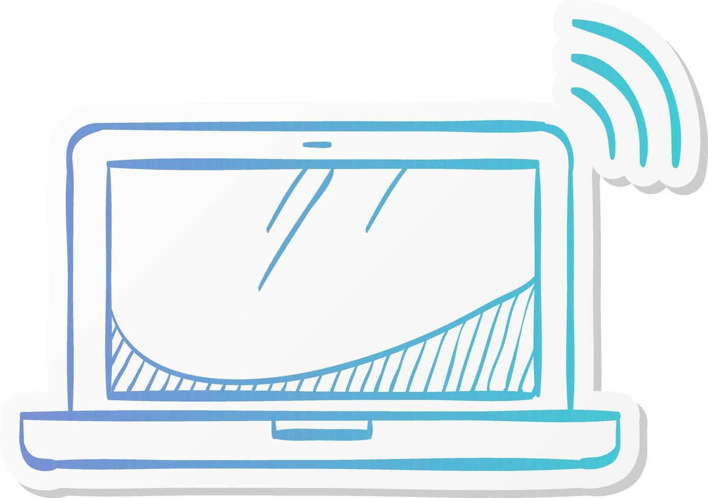 laptops icon in sticker color style electronic computer network connection internet vector