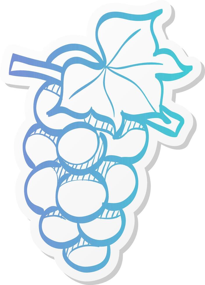 grape icon in sticker color style fruit berry dessert sweet organic vector