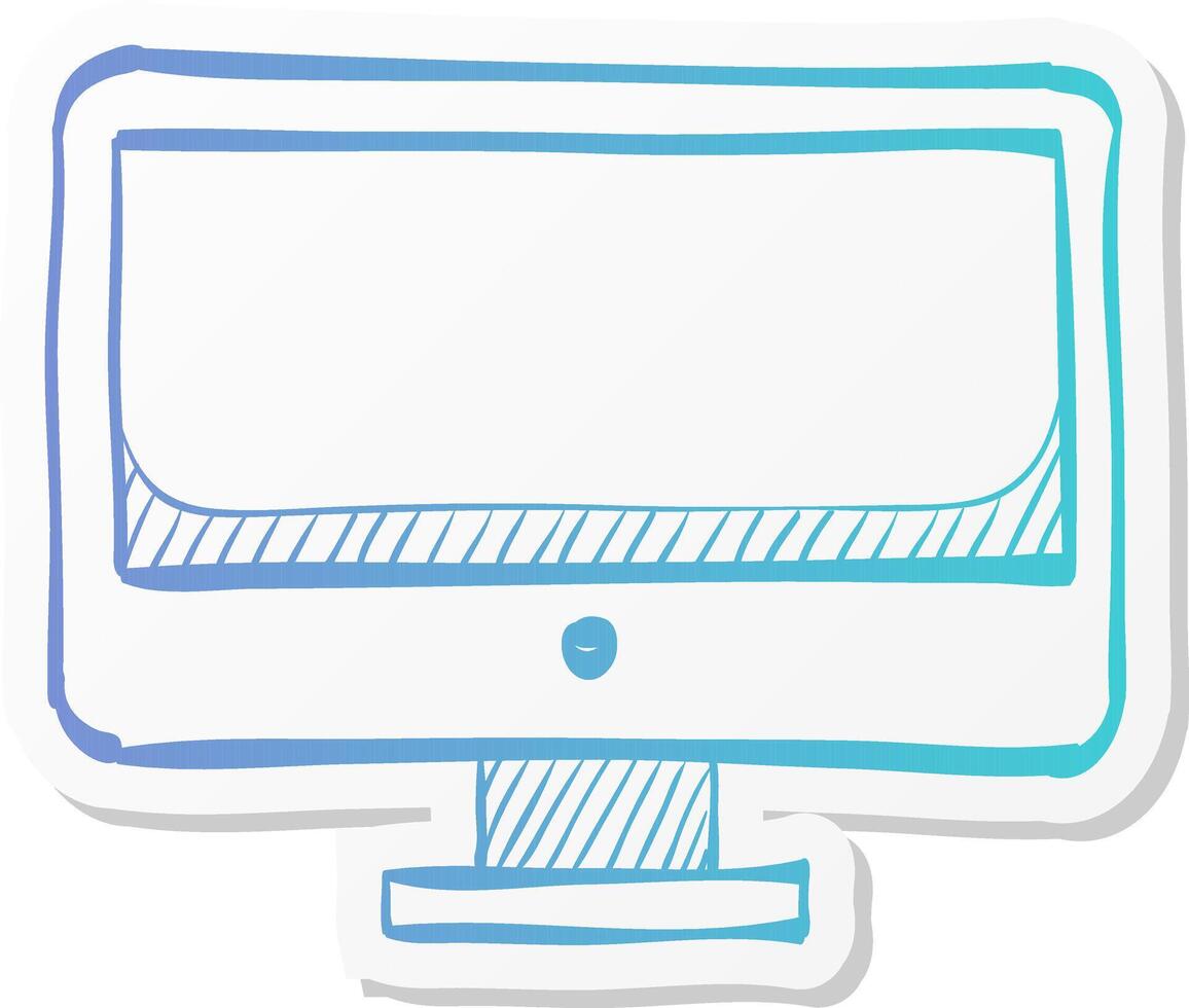 desktop computer icon in sticker color style electronic office vector