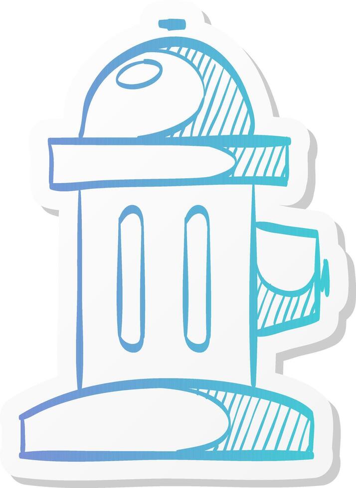 hydrant icon in sticker color style fireman equipment street water source pressure vector
