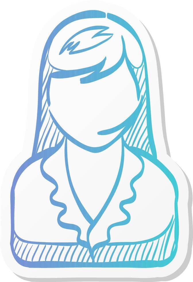 female receptionist icon in sticker color style call center vector