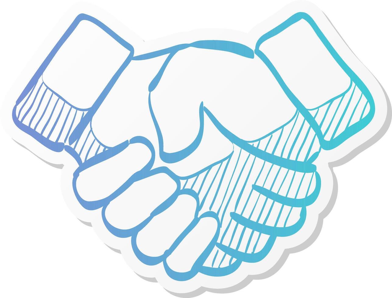 handshake icon in sticker color style business people agreement vector