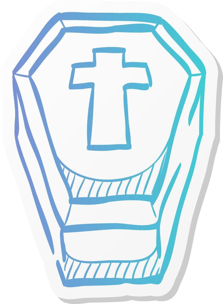 coffin icon in sticker color style object dead man halloween decoration fear spooky vector