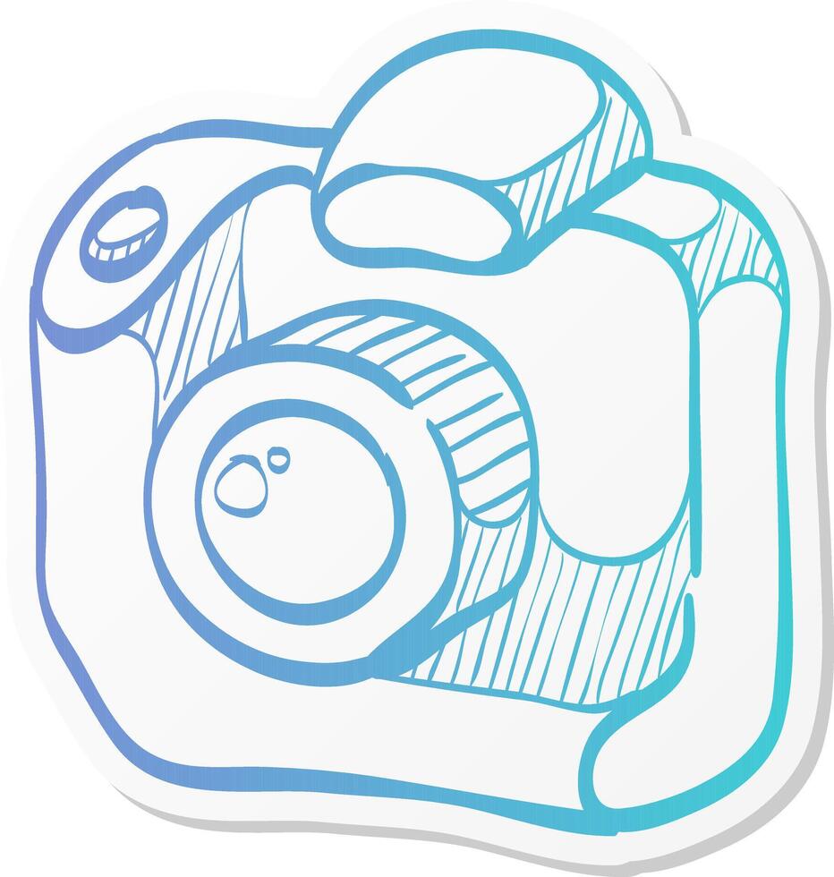 camera icon in sticker color style digital photography vector