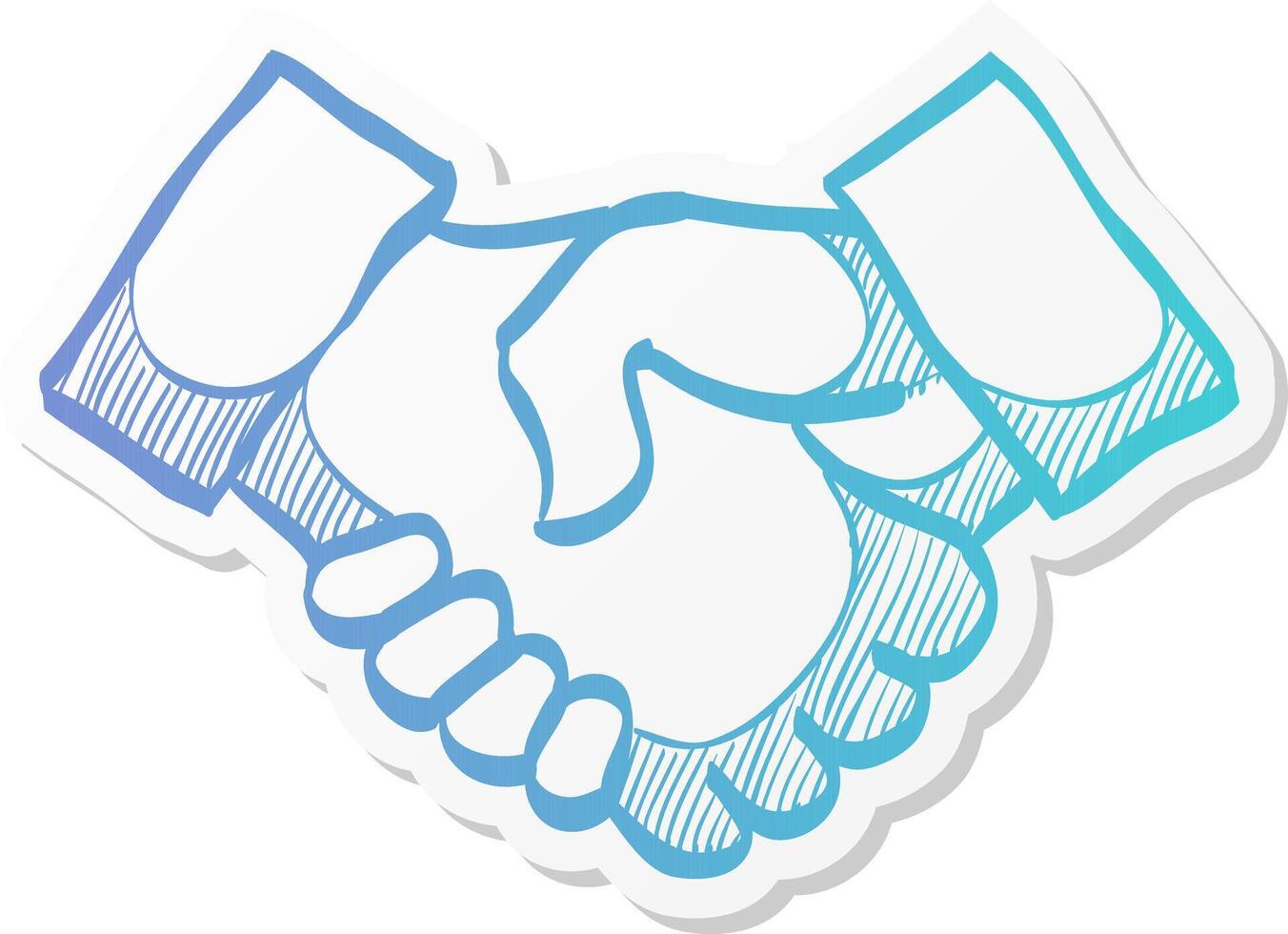 handshake icon in sticker color style agreement vector