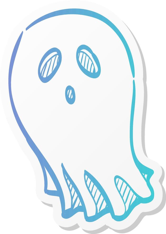 halloween ghost icon in sticker color style spooky fear frighten treat threat vector
