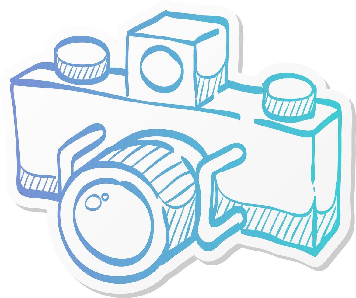 panorama camera icon in sticker color style landscape nature architecture photography lens vector