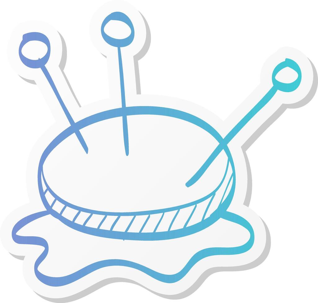 pincushion icon in sticker color style needle tailor store fashion industry vector