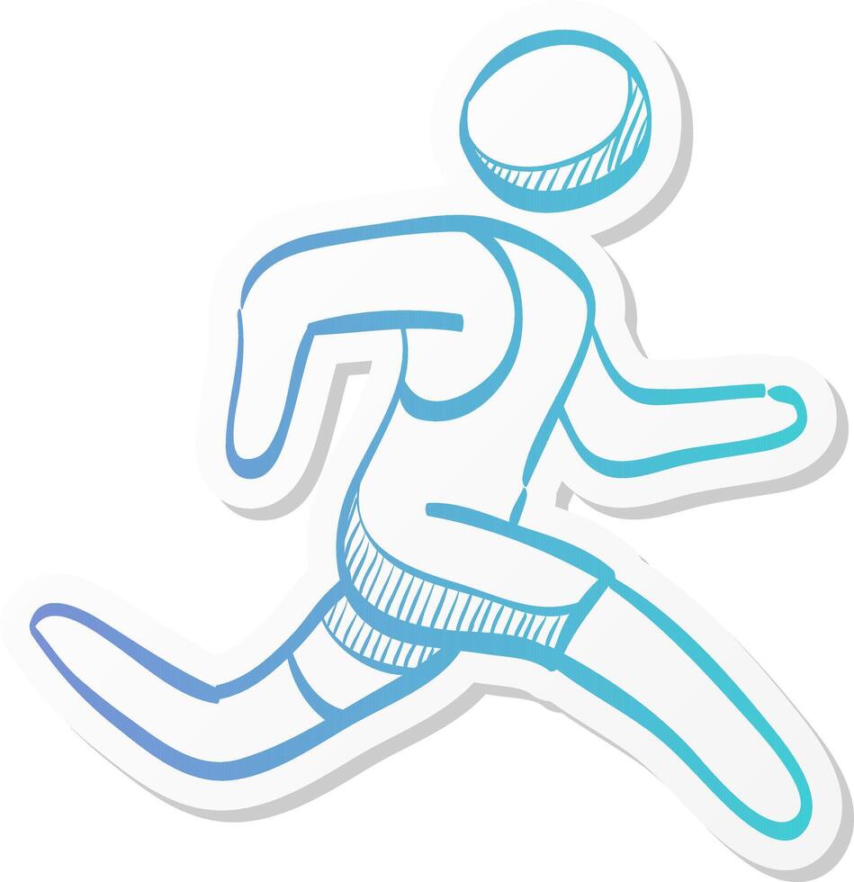 running athlete icon in sticker color style marathon triathlon competition sport vector