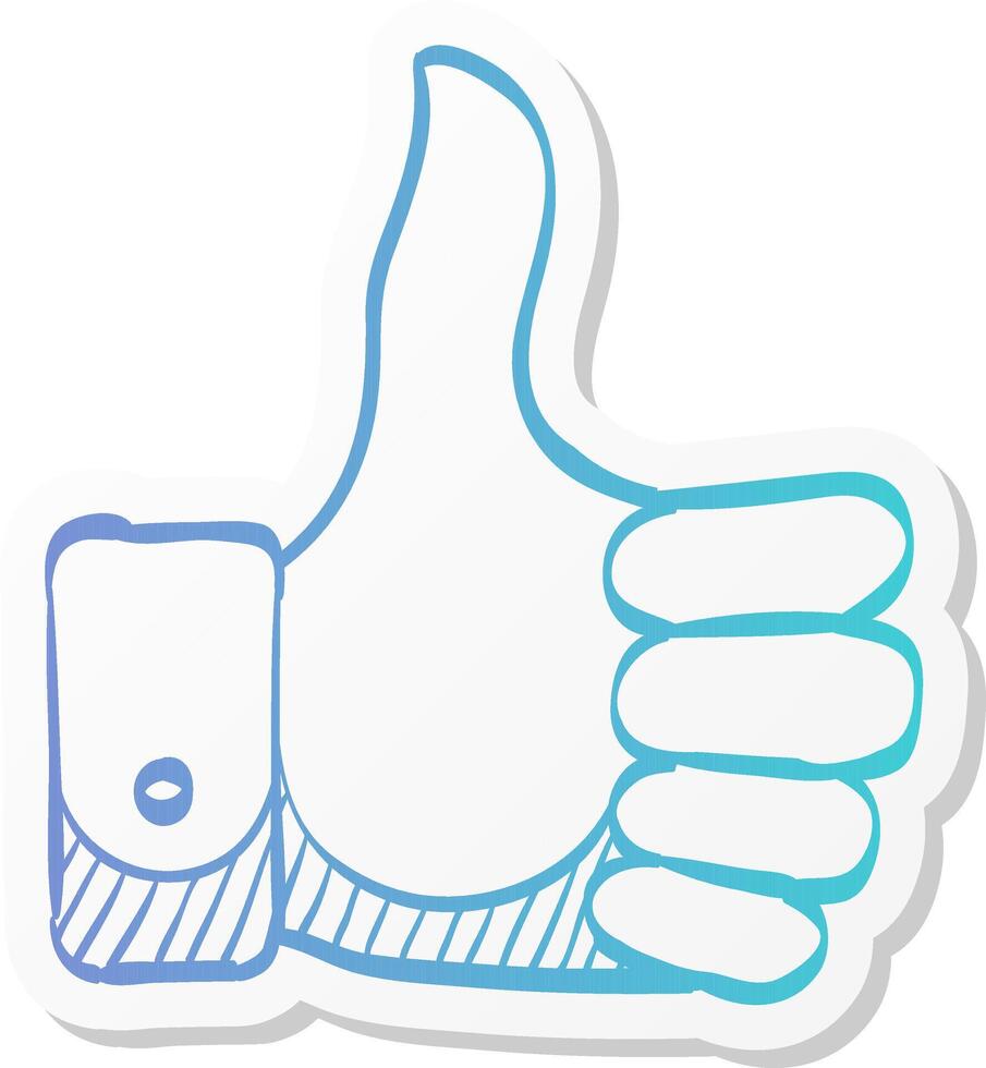 thumb up hand icon in sticker color style internet social media news status update like vector