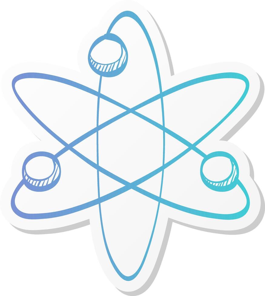 atom structure icon in sticker color style science technology school college education molecule particles vector