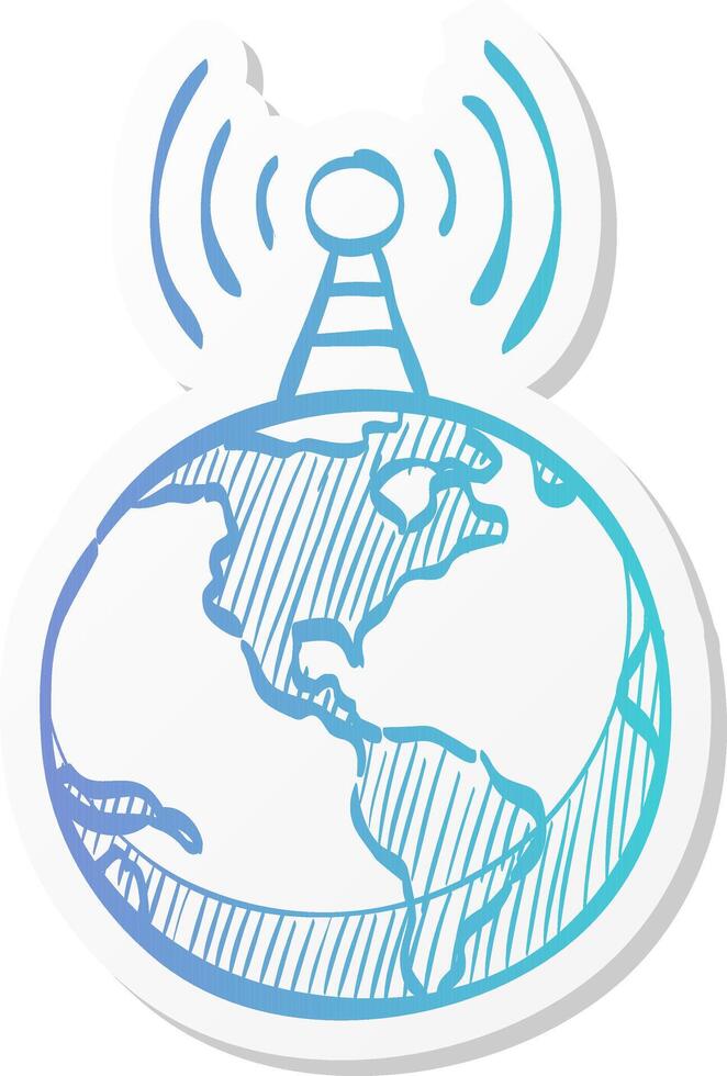globe icon in sticker color style earth map cartography education school instrument vector