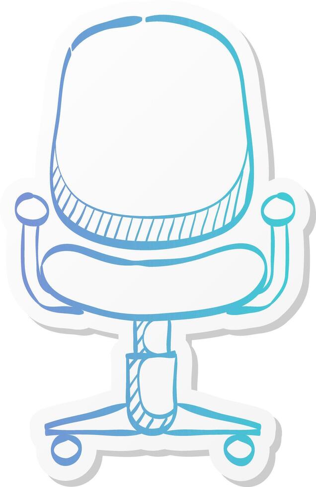 office chair icon in sticker color style business supply furniture comfort work vector