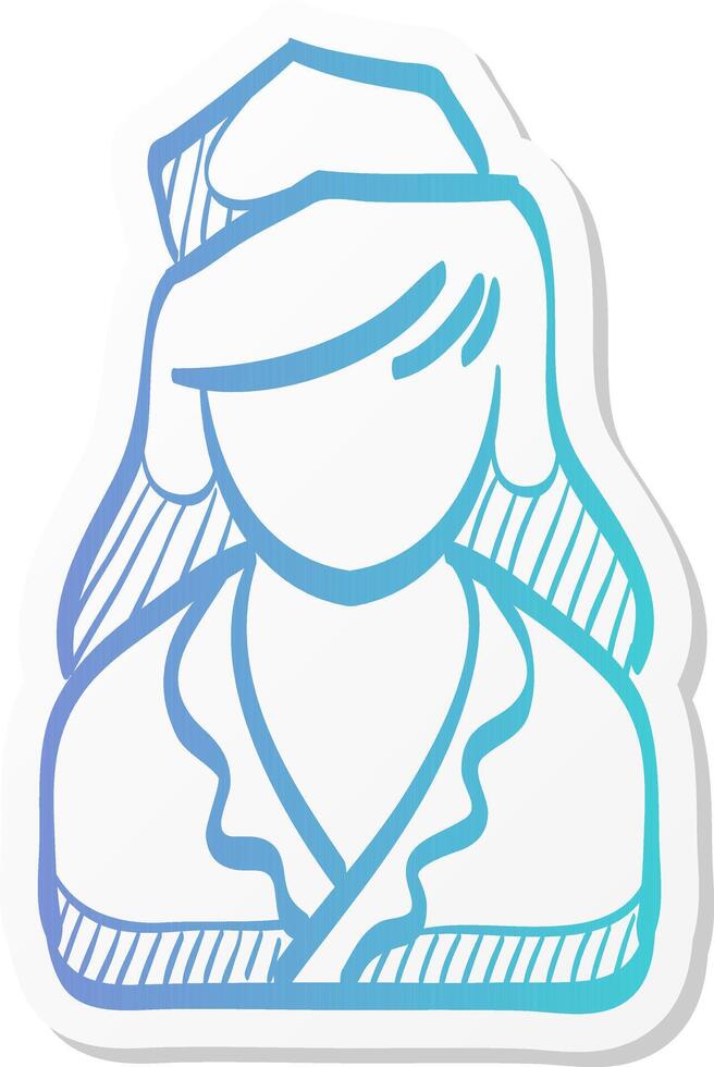 stewardess avatar icon in sticker color style transportation aviation flight attendant service vector
