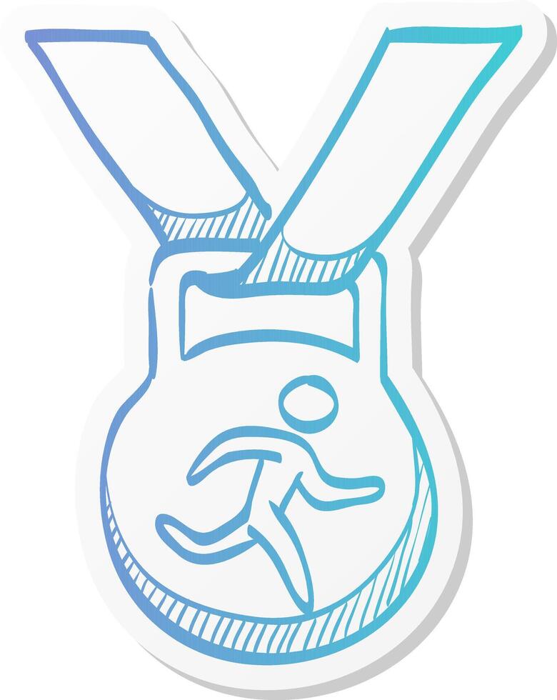 athletic medal icon in sticker color style sport sprinter triathlon marathon prize vector