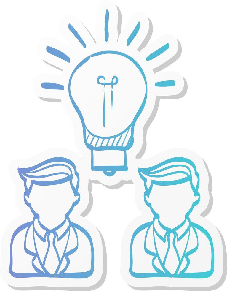 teamwork icon in sticker color style business communication discussion idea solution solving challenge vector
