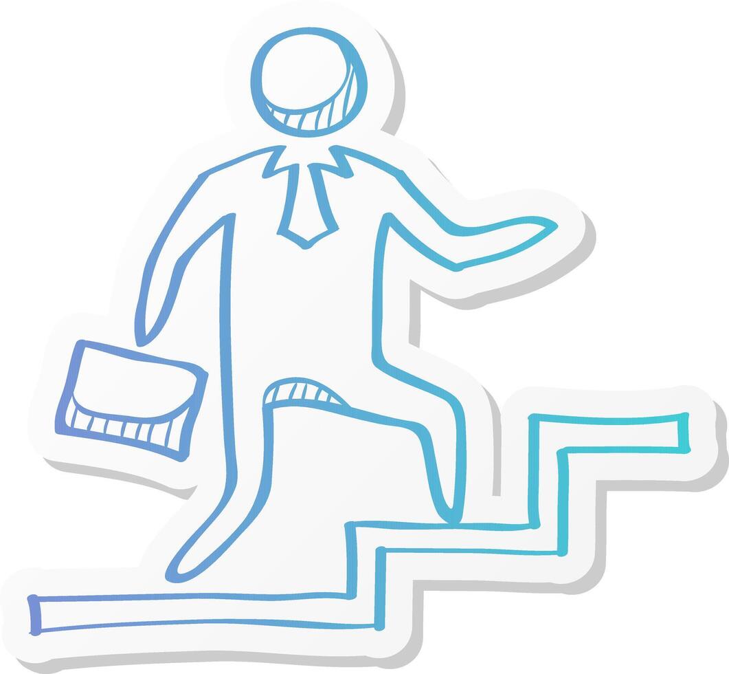 businessman stairway icon in sticker color style business office future ambition challenge vector